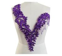 Apliques de encaje con abalorios Apliques de diamantes imitación hechos a mano, cuentas costura, parches adorno piedras, accesorios for escote vestido(Color 8)