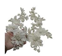 Apliques de Encaje Floral 2 unid/set de Apliques encaje bordado con cuentas y flores perlas for vestidos novia, Parches diamantes imitación, bordados, Ropa(Color 5)