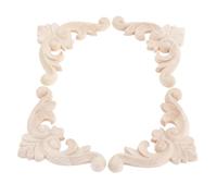 Apliques De Madera 4 Uds. De apliques de madera tallada, incrustaciones rosetas sin pintar, calcomanías talladas for espejo, tocador, armario, muebles renovados, 8x8cm