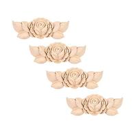 Apliques de madera de estilo vintage tallado de la esquina de la flor para el gabinete de la puerta del hogar sin pintar muebles decoración 4pcs (1#)