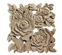 Apliques de madera decorativos onlay tallados diseño de flores adornos de muebles estilo europeo tallado en madera ornamental para puerta gabinete espejo pared decoración del hogar