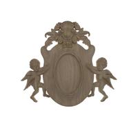 Apliques De Madera Tallada 2 Piezas De Madera Maciza Tallada Flor Ángel Relieve Decoración De Pared Calcomanía Puerta De Armario Mueble Flor 28 * 25 * 2Cm