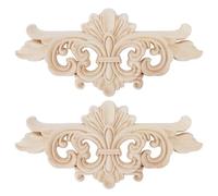 Apliques de madera tallada con flores, calcomanía Onlay, 2 uds., decoración elegante de muebles artesanal para decoración del hogar y Hotel, tamaño 16x7,5 cm 22x10cm (16 * 7,5 CM)