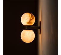 Apliques de Pared alabastro Natural con 2 Bolas Aplique mármol Globo Iluminación Lámparas tocador baño Modernas Doradas Luces 3000 K for Sala Estar Escalera WA