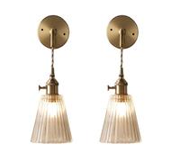 Apliques de pared americanos, apliques de pared creativos, lámpara de pared con pantalla de vidrio, placa de latón, iluminación de pared, base de bombilla E27, apliques de pared elegantes para entrada