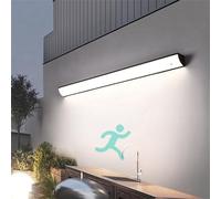 Apliques de pared contemporáneos minimalistas LED para exteriores, lámpara de pared de tira larga, moderna lámpara de pared rectangular IP65 impermeable con sensor de movimiento, iluminación de pared