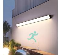 Apliques de pared contemporáneos minimalistas LED para exteriores, lámpara de pared de tira larga, moderna lámpara de pared rectangular IP65 impermeable con sensor de movimiento, iluminación de pared