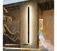 Apliques de pared contemporáneos minimalistas LED para exteriores, lámpara de pared larga con control remoto, luces de pared modernas regulables, color negro, IP65, accesorio de iluminación de pared