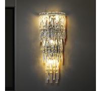 Apliques de Pared de Cristal Modernos, Apliques de Pared de Lujo para Interiores, Luces de tocador de baño Regulables en Cromo Dorado, lámpara de Pared Lineal Larga para Porche, Pasillo, dor