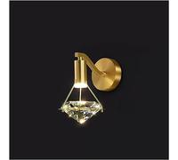 Apliques de Pared de Cristal para Interiores Decoración En Cobre Cepillado Lámpara de Pared con Diamantes Dorados Cristal Y Latón Lámparas de Pared Led para Sala de Estar Dormitorio Y Mesita de Noch
