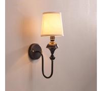 Apliques de pared de latón cepillados vintage, luces de sombra de tela E14, accesorio de iluminación de la noche del dormitorio americano, lámpara de montaje de balcón de la sala de estar en el hogar