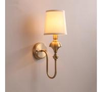 Apliques de pared de latón cepillados vintage, luces de sombra de tela E14, accesorio de iluminación de la noche del dormitorio americano, lámpara de montaje de balcón de la sala de estar en el hogar