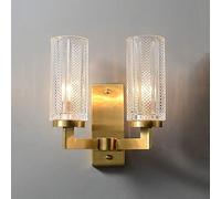 Apliques de pared dorados de metal, modernos apliques para cabecero de cama, lámparas de pared de interior con pantalla de vidrio para dormitorio, mesita de noche y sala de estar, casquillo E14, 1 lu