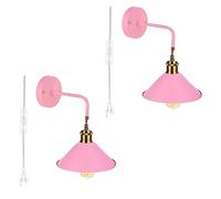Apliques de pared enchufables, paquete de 2 apliques de pared vintage con interruptor de encendido y apagado for mesita de noche, porche y baño, color rosa(Pink)