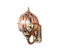 Apliques de Pared Exteriores Retro Europeos de Estilo Europeo con Cabeza Redonda, Resistentes Alua Ip54, con Pantalla Esférica de Cristal. Lámpara de Pared para Porche, Puerta O Patio./Bronce/22*38 cm