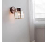 Apliques de Pared for baño Granja Moderna, lámpara Madera rústica Vidrio Vintage Individual, Montaje en Ajustable Mediados Siglo, pequeña(Stripes Glass)