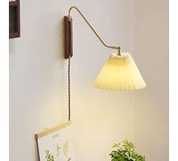 Apliques de pared for interiores modernos Tela plisada Luz montada en la pared Soporte de cobre Luz con enchufe E14 Lámpara de pared de una sola cabeza Dormitorio del hotel Sala de estar Lámpara de pa