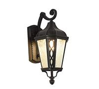Apliques de pared industriales negros para exteriores de 43 cm, farol exterior con pantalla de vidrio martillado, luminaria de aluminio fundido a presión impermeable, base E27 para decoración de pati