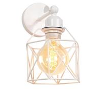 Apliques de Pared Interior Industrial Lámpara Pared Vintage Blanca Jaula de Hierro Ø16cm Ajustable 180° Lámpara de Techo para Pasillo Escalera Dormitorio