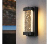 Apliques de Pared LED Modernos para Interiores Y Exteriores con Cristal Burbuja Negro Cuadrado Y Carcasa de Aluminio Impermeable para Porches Jardines Entradas de Vehículos Y Puertas Delanteras/Tras