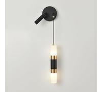 Apliques de Pared Led para Interiores Lámparas de Pared de Aluminio para Mesita de Noche Luz de Pared Colgante con Cable Color Negro Moderno 3000K/4000K/6000K Ajustable 18W Tubo Largo Dorado Moderni