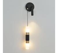 Apliques de Pared Led para Interiores Lámparas de Pared de Aluminio para Mesita de Noche Luz de Pared Colgante con Cable Color Negro Moderno 3000K/4000K/6000K Ajustable 18W Tubo Largo Dorado Moderni