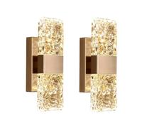Apliques de Pared Modernos Apliques de Pared de Cristal Dorado 8W LED Arte de interior Decoración Apliques de pared Porche Lámpara de Pared para Pasillo Sala de Estar (2-Light)