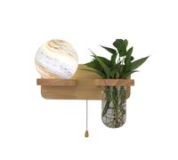 Apliques de Pared Modernos con Diseño de Globo Terráqueo Y Arte Lámpara de Pared de Madera con Cadena Aplique de Cristal para Dormitorio Comedor Sala de Estar Vestíbulo E Interiores