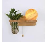 Apliques de Pared Modernos con Diseño de Globo Terráqueo Y Arte Lámpara de Pared de Madera con Cadena Aplique de Cristal para Dormitorio Comedor Sala de Estar Vestíbulo E Interiores