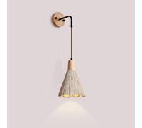 Apliques de Pared Modernos Lámparas de Pared Apliques de Pared Interiores Madera Piedra Nórdica para Dormitorio Lámpara de Pared de Hormigón con Cable Colgante Pantalla de Cemento Gris Luminaria de