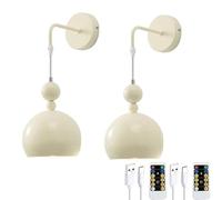Apliques De Pared Modernos Minimalistas Que Funcionan con Pilas con Bombillas Led Recargables Y Control Remoto, Sin Cables, Apliques De Pared Regulables con Temporizador Y A Batería, 2 Piezas para Do