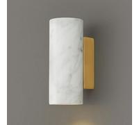 Apliques de Pared para Dormitorio Estilo nórdico, Pantalla de mármol alabastro Natural de 6,3 Pulgadas, cableado para Interiores, Ideal para dormitorios y pasillos (Cilindro Blanco