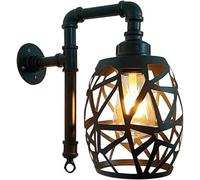 Apliques de Pared para Interiores con Diseño de Tubería de Agua Estilo Retro Industrial Lámparas de Pared Steampunk Soporte de Pared de Metal Negro con Pantalla Hueca Ideales para Restaurantes Y CAS