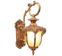 Apliques de pared para porche exterior, luminaria de 20,8 cm de alto, farol impermeable de gran tamaño con vidrio esmerilado y jaula de metal para garaje, pasillo y patio, aplique de exterior rústico