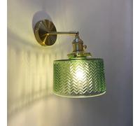 Apliques de pared vintage con tulipa verde de vidrio, latón dorado, montaje en pared, luz ajustable, brazo oscilante, lámpara de pared industrial moderna para dormitorio, mesita de noche, sala de esta