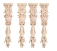 Apliques de Tallados en Flores 4/2/1PC Wood Carved Decal Embossed Pillar Corner Onlay Post Shape Applique Frame Door Furniture Wall Unpainted Home Decor 30x7cm(4PCS)
