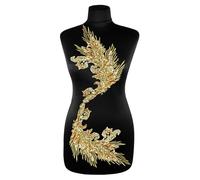Apliques Dorados Bordados, 2 Piezas Parches Bordados Grandes, Parche Alas Lentejuelas para Ropa, Cortinas, Funda de Almohada, Vestido de Novia