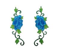 Apliques para ropa, Parches bordados de tela flores, 1 par apliques for coser y planchar(Peony Blue)