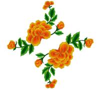 Apliques para ropa, Parches bordados de tela flores, peonía doble capa en apliques vid(Yellow)