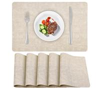 APLKER Manteles Individuales, Salvamanteles Individuales de Cuero Juego de 6 Mantel Individual Lavables Antideslizant Individuales Mesa Impermeables,40 X 30 cm (Beige, Juego de 6)
