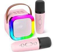 Aplsinvivi Karaoke Machine for Kids Adults, Altavoz de Karaoke portátil para niños con micrófono inalámbrico, Regalos para niñas de 4, 5, 6, 7, 8, 9, 10, 12 + Fiesta de cumpleaños de año, Pink