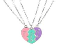 APLudoo Elegante juego de 3 collares con colgante de corazón, decoración para celebrar la amistad entre amigos cercanos y seguidores de tendencia, elegante dije de amistad