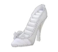 APLudoo Soporte de exhibición de joyería con forma de zapato de tacón alto de moda con forro de tela para almacenamiento de aretes, collares y anillos, elegante soporte de exhibición de joyas