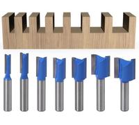 APlus Juego de 7 Fresa Recta de Carburo de Tungsteno, Fresas de Ranura para Trabajar la Madera, Fresar a Mano, Fresar Cantos [ Vástago 8 mm ]