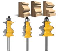 APlus Juego de fresas de moldura arquitectónica de 8 mm, fresas de perfil para carpintería, fresas para fresadora de madera para recortes de madera, estilo de líneas [3 piezas]