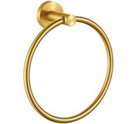 APLusee Toallero Redondo Dorado Cepillado, Soporte de Acero Inoxidable 304 para baño, Cocina, Montaje en Pared