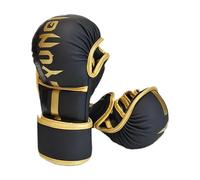 APLVFFZH 1 Par Boxing Guantes Karate Taekwondo Sparring Artes Marciales PU Cuero Y Triple Soporte para Muñeca Adecuado para Adultos, Black Gold M