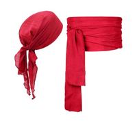 APLVFFZH 2 Piezas Bandana Pirata Disfraz Cinturón Turbante Sash Accesorios Decorativos Mujer Hombre Material de Poliéster Adecuado para Cosplay Halloween Fiest, Rojo
