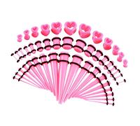 APLVFFZH 48 Piezas Dilatadores de Oreja Acrílico Túneles Tapers Plug Expansores en Forma de Corazón Material Acrílico Adecuado para Fiestas, Rosado