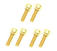 APLVFFZH 6 Piezas Tornillo Manillar Bicicleta Perno Potencia Bicicleta Repuesto Tornillo Potencia Tornillo Fijo Bicicleta Titanio Y Ligero Adecuad, Oro M5x20